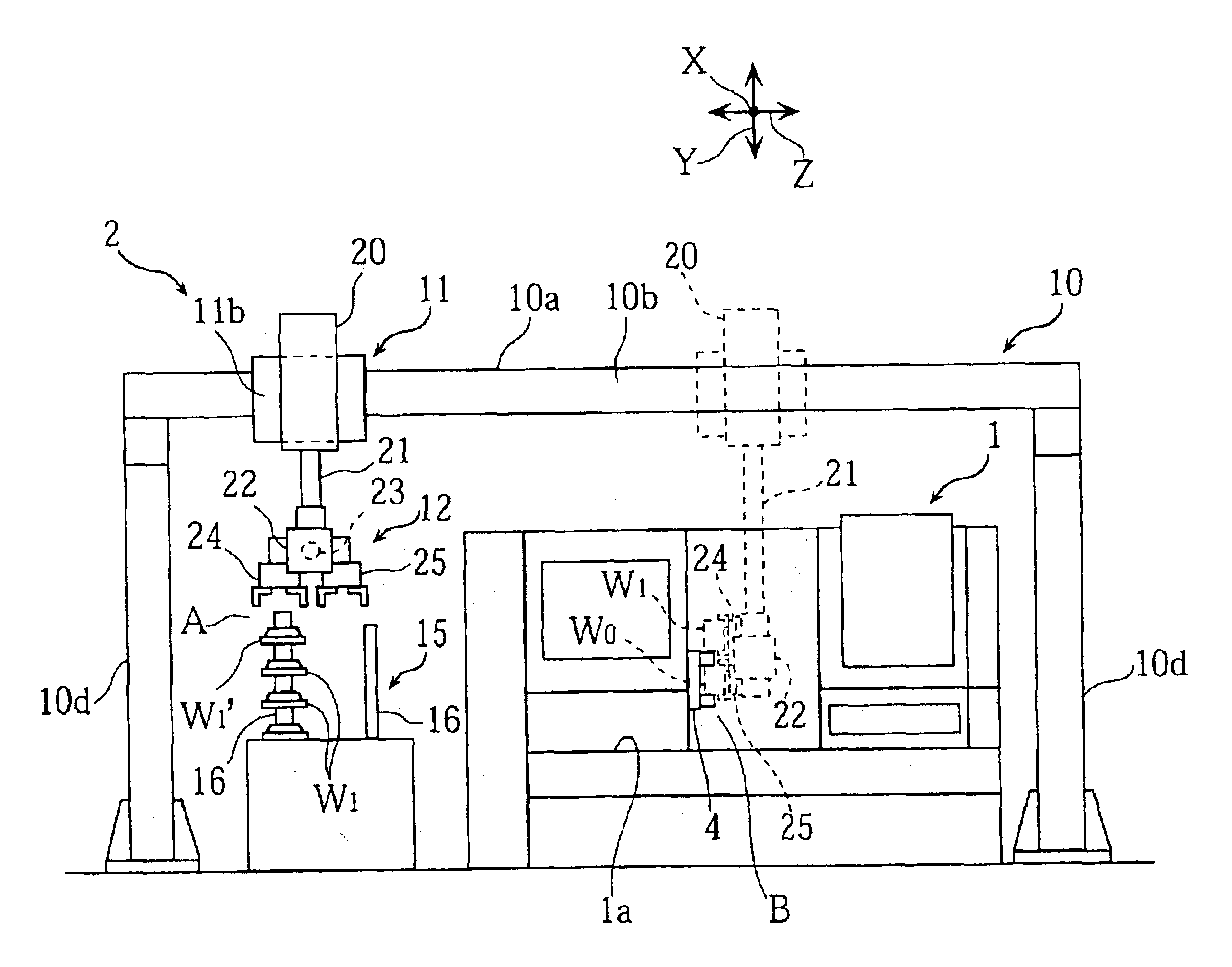 Workpiece transfer device for machine tools