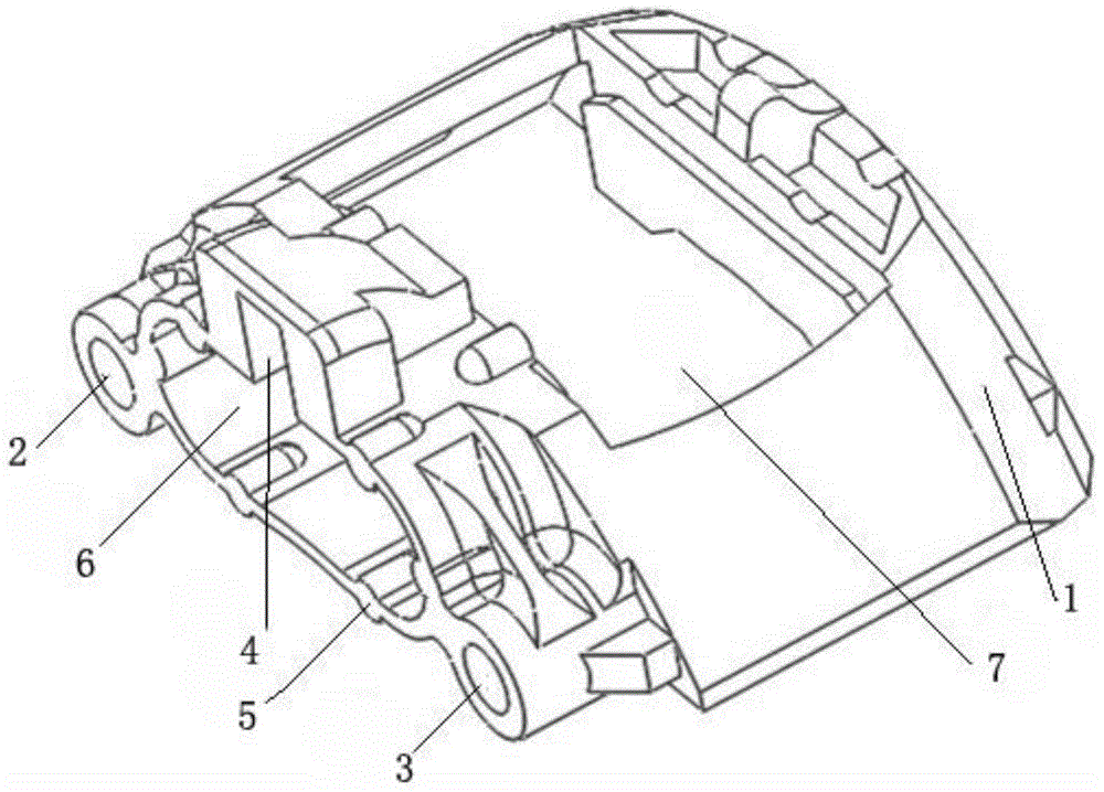 Iron-type coated-sand casting disc brake caliper body and producing method thereof