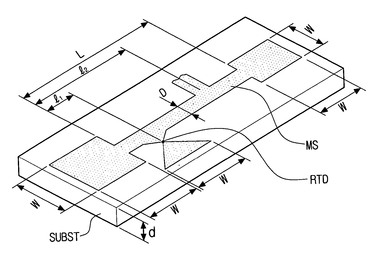 Microstrip stabilized quantum well resonance-tunneling generator for millimeter and submillimeter wavelength range