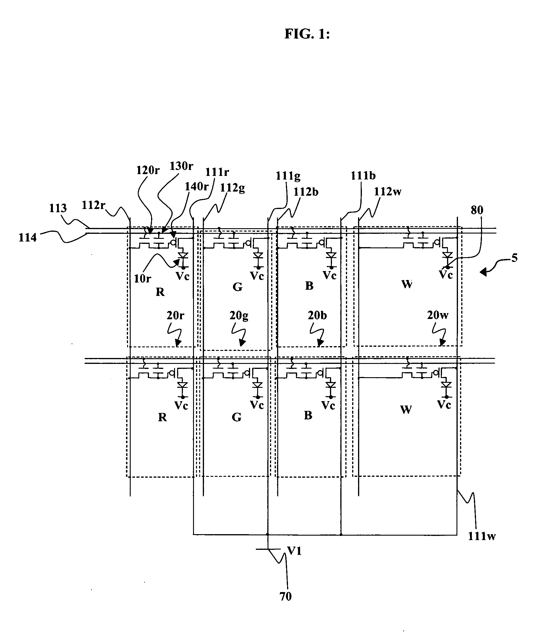 OLED display with improved power performance