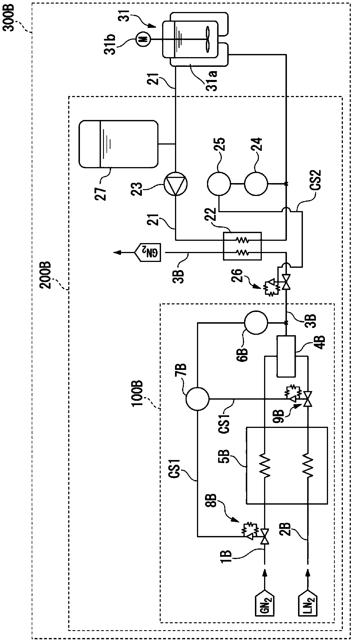 Low temperature gas supply device, heat transfer medium-cooling device, and low temperature reaction control device