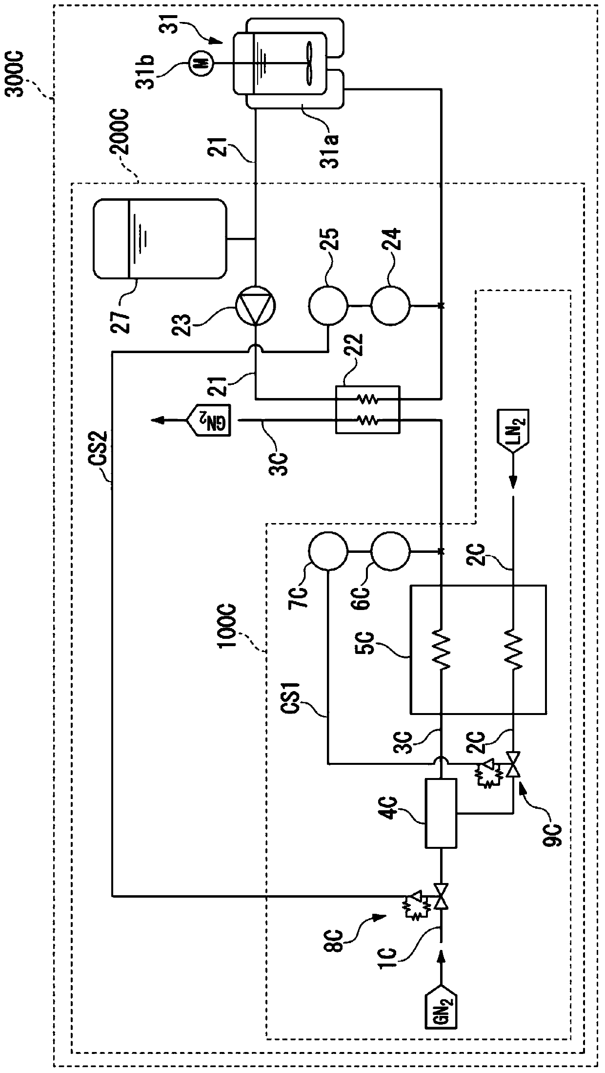 Low temperature gas supply device, heat transfer medium-cooling device, and low temperature reaction control device