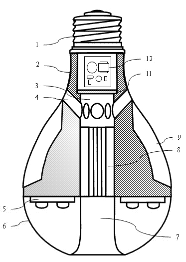 LED (Light-Emitting Diode) lamp with ducted convection radiating channel