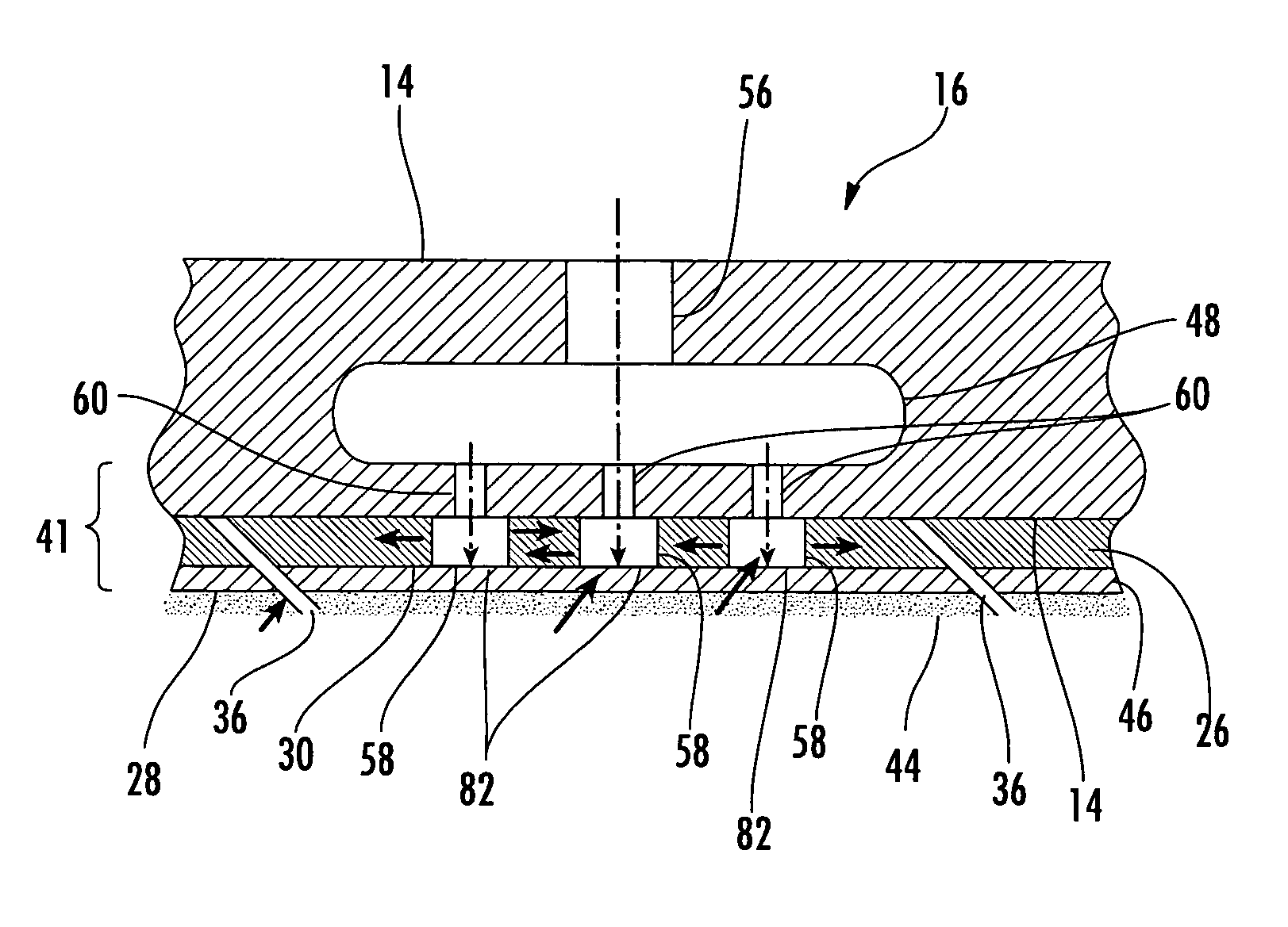 Turbine airfoil with floating wall mechanism and multi-metering diffusion technique