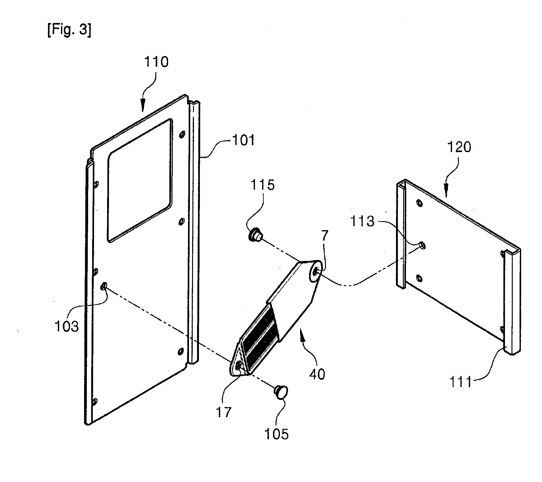 Link assembly with springs which can be extended and contracted and slider assembly having it