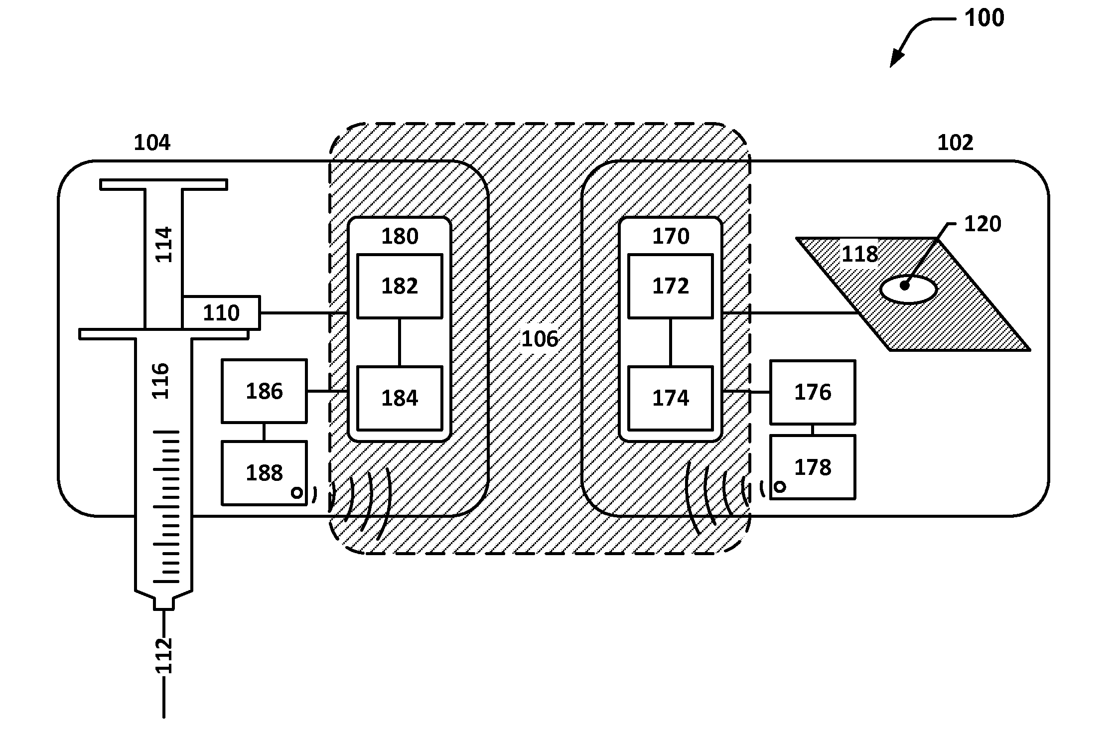 Subcutaneous injection system with adhesive injection site indicator