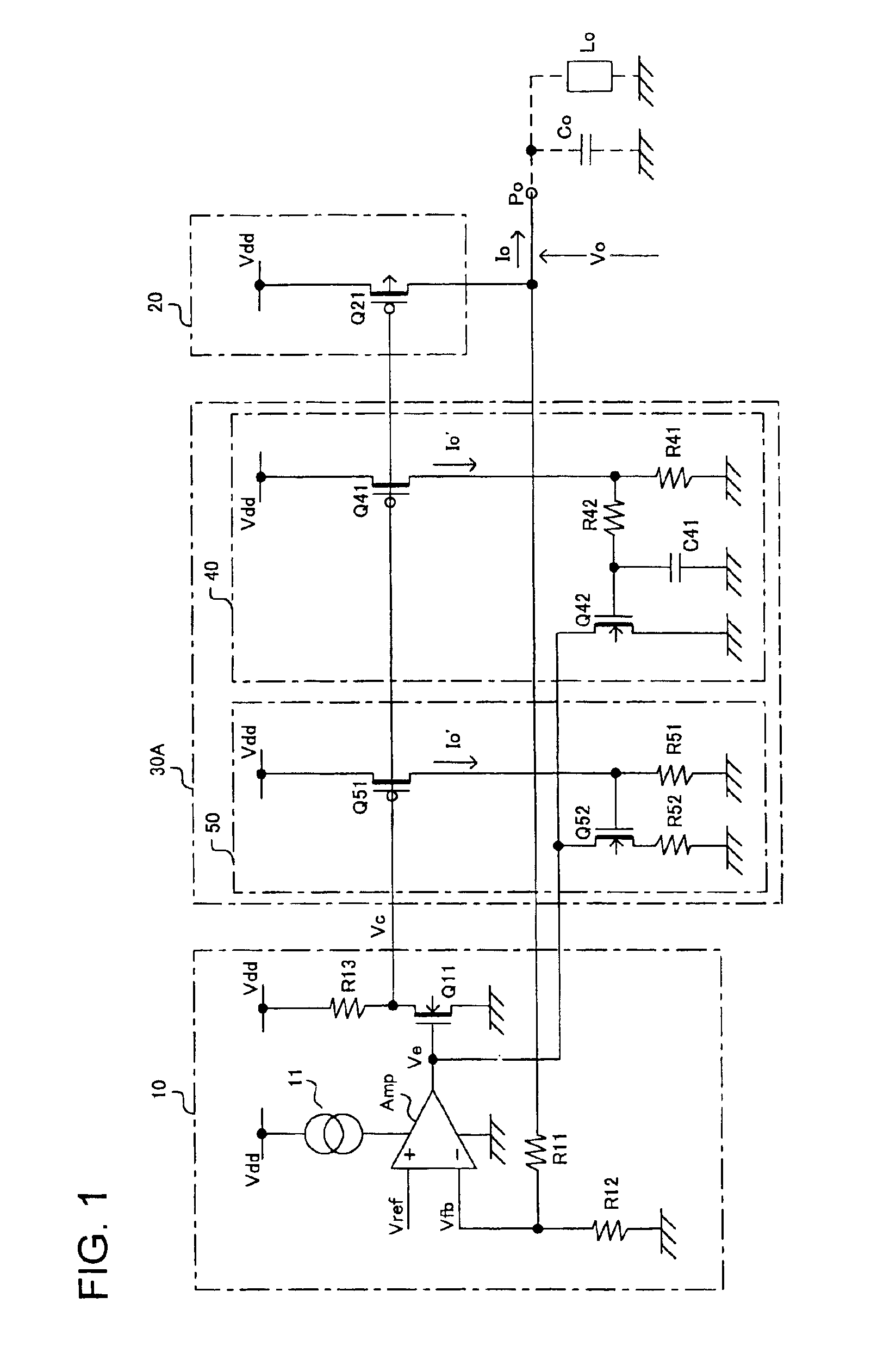 Stabilized power supply unit having a current limiting function