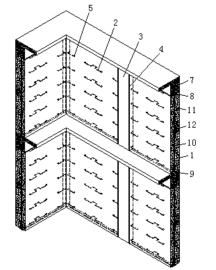 Electromagnetic shielding wall and construction method thereof