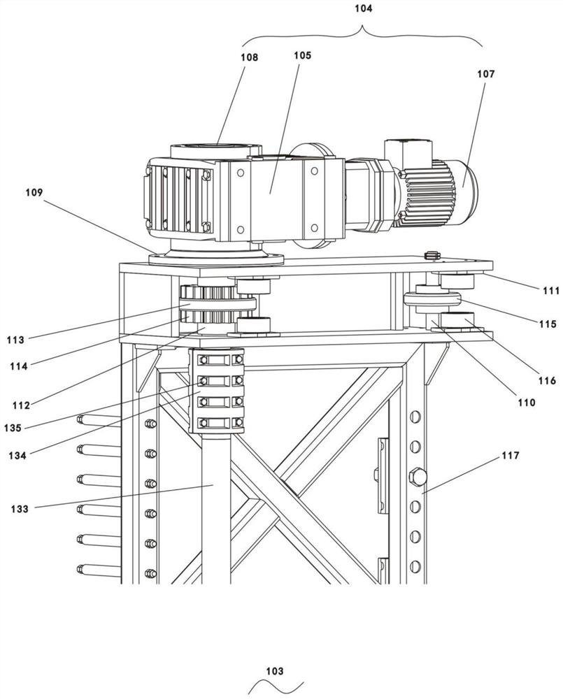 Reinforcing steel climbing frame for tunnel waterproof and drainage board paving trolley