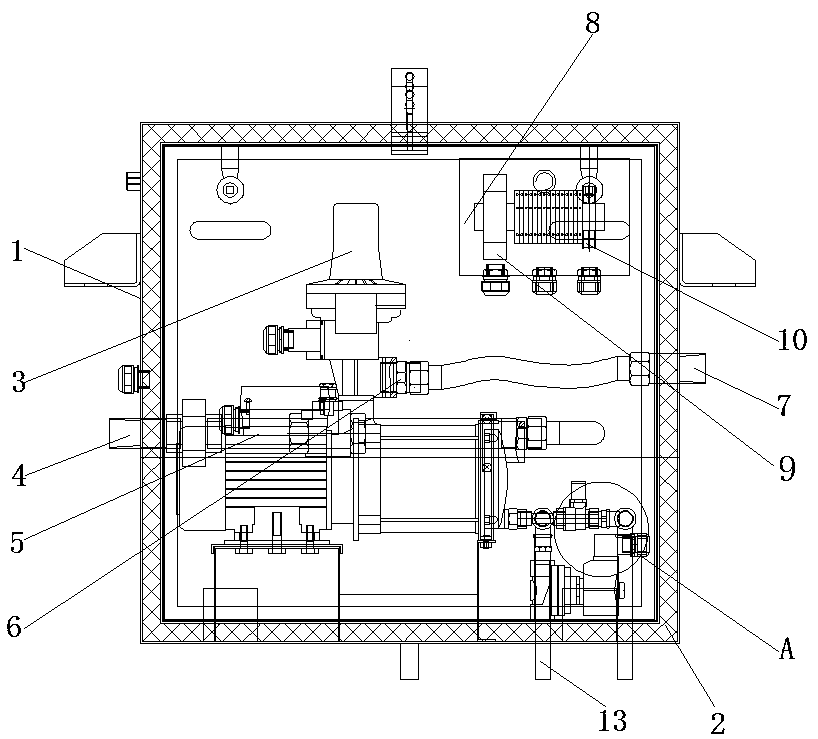 Motor train unit pump box unit device and manufacturing method thereof