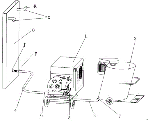 Pouring device and construction method of grouted wall