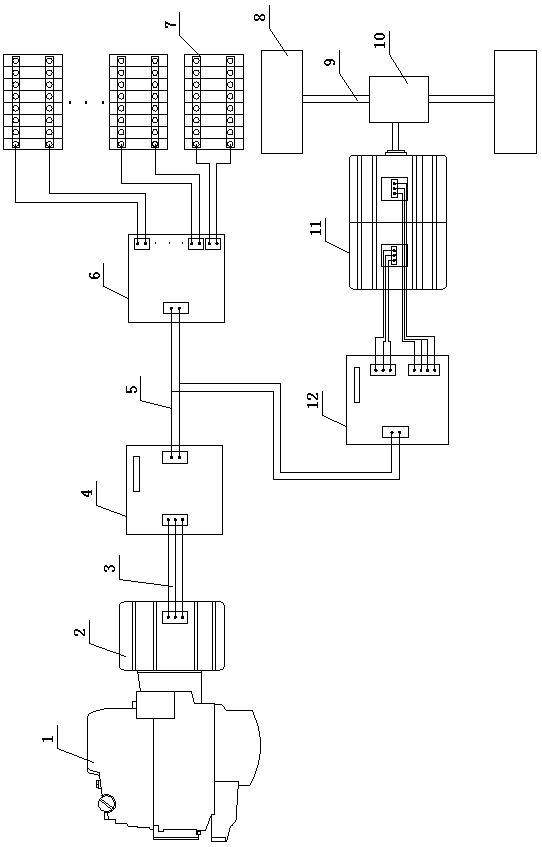 A low-voltage type range-extended electric vehicle range extender control system and an energy management method