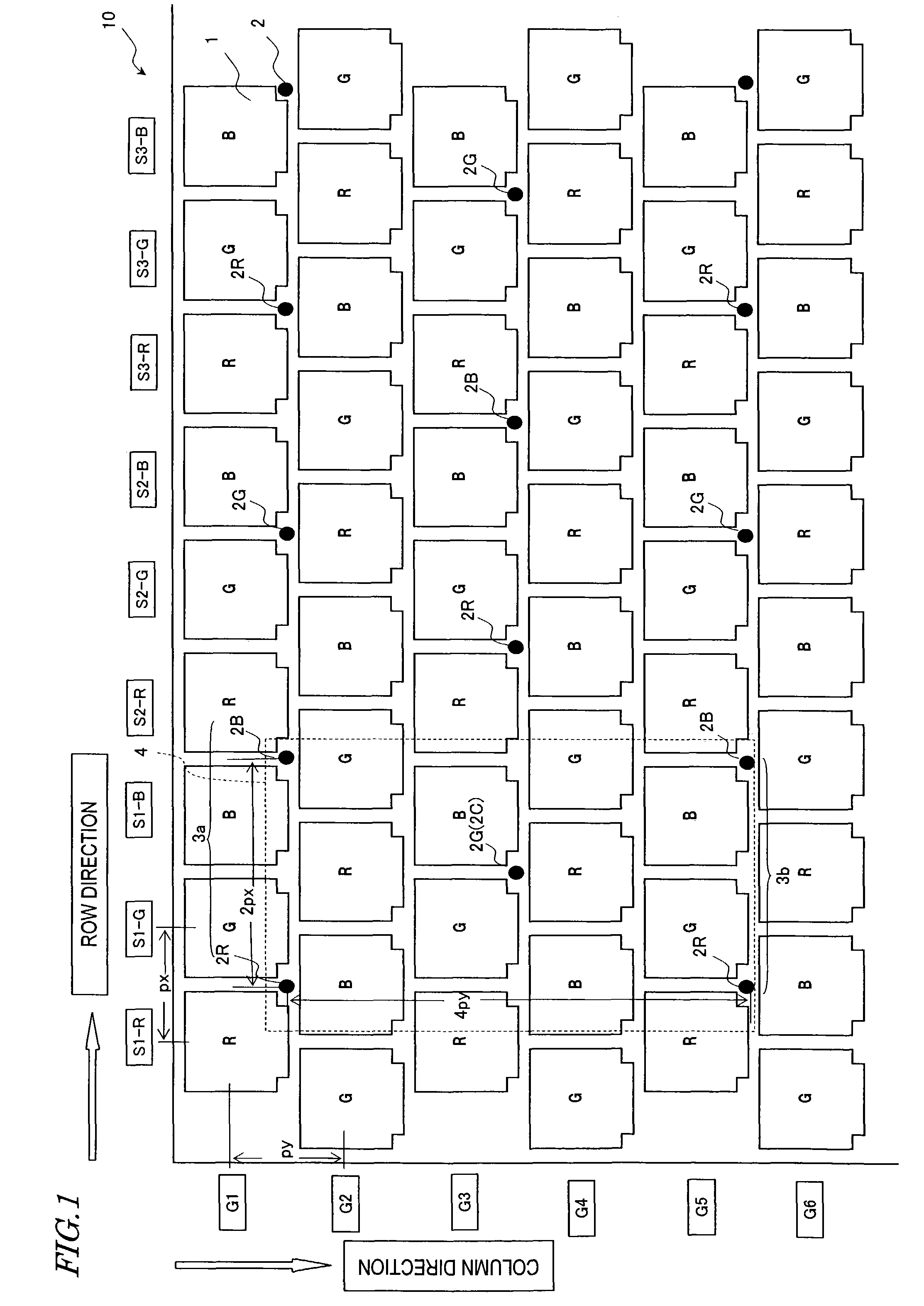 Color filter substrate with plurality of spacers having predetermined relative positions for selected ones of color filters and display device