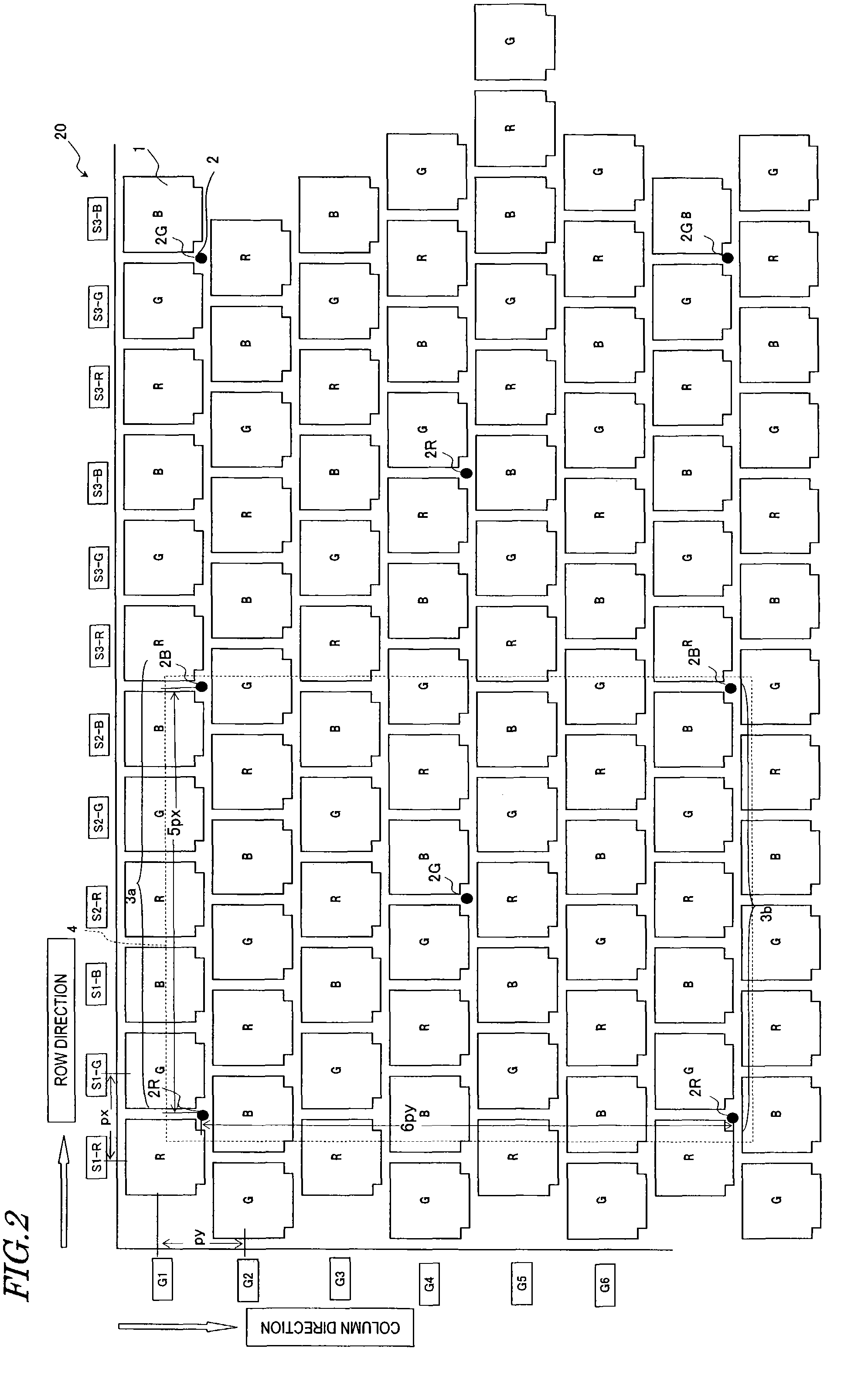 Color filter substrate with plurality of spacers having predetermined relative positions for selected ones of color filters and display device