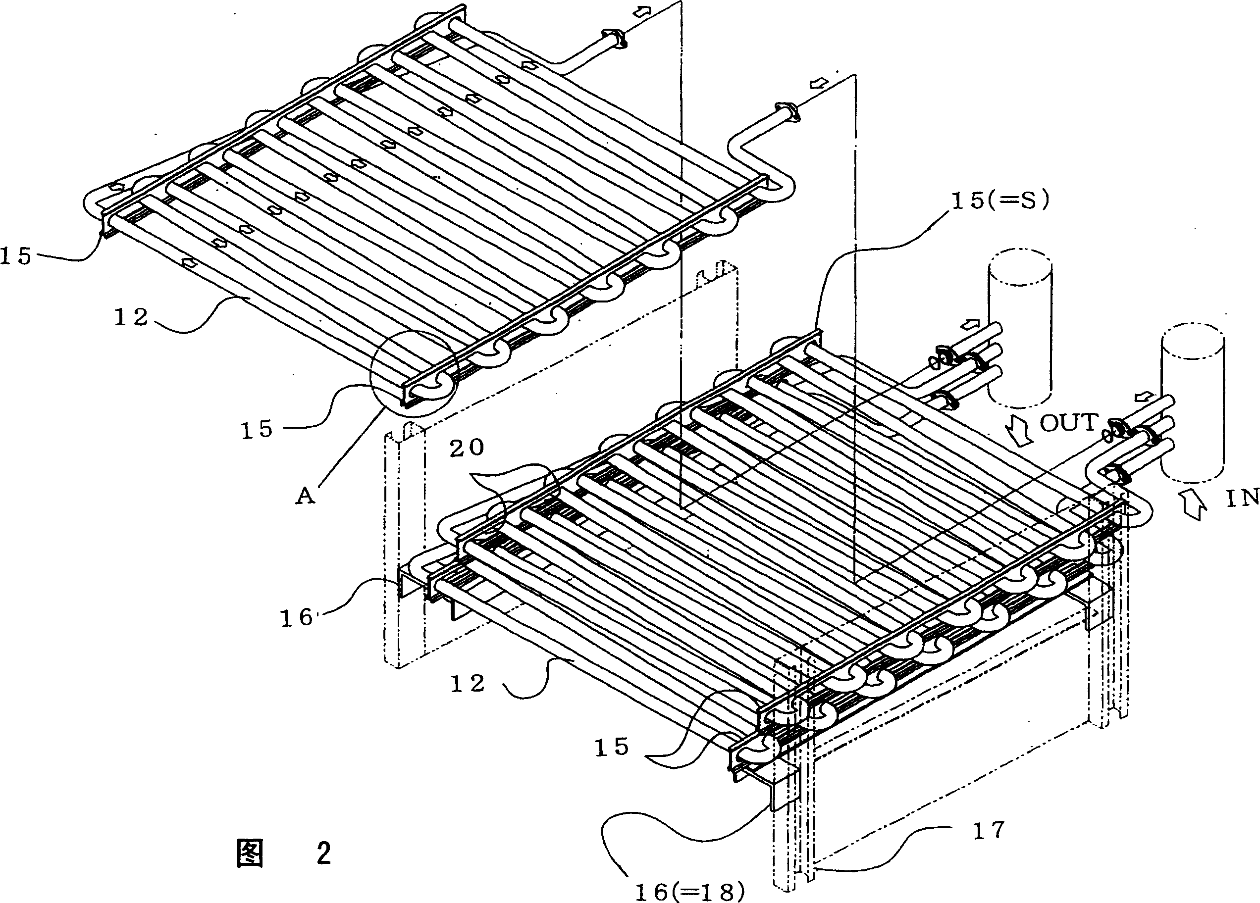 Heat exchanger set supporting piece, stuffing unit and closed type heat exchange tower