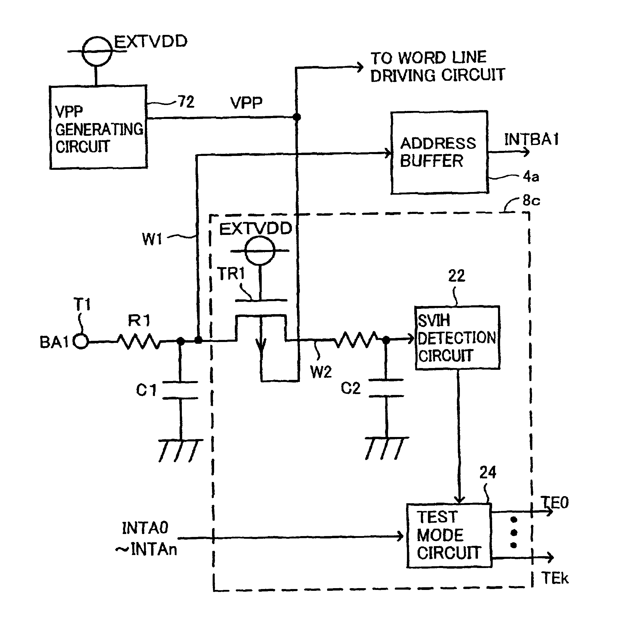 Semiconductor device with reduced terminal input capacitance