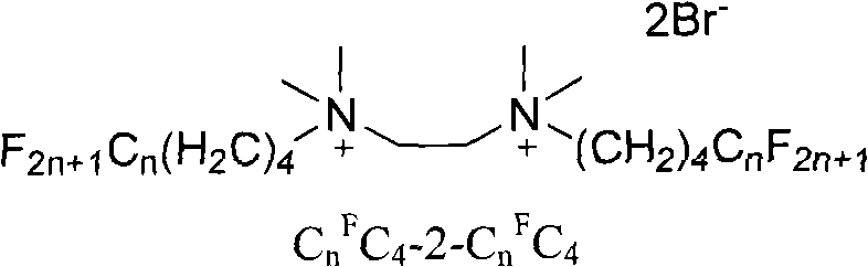 Fluorocarbon cationic gemini and hybridized gemini surfactants and synthesis method thereof