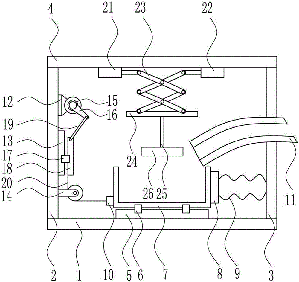 Electric push rod lifting-type waste toepiece crushing device for shoe industry