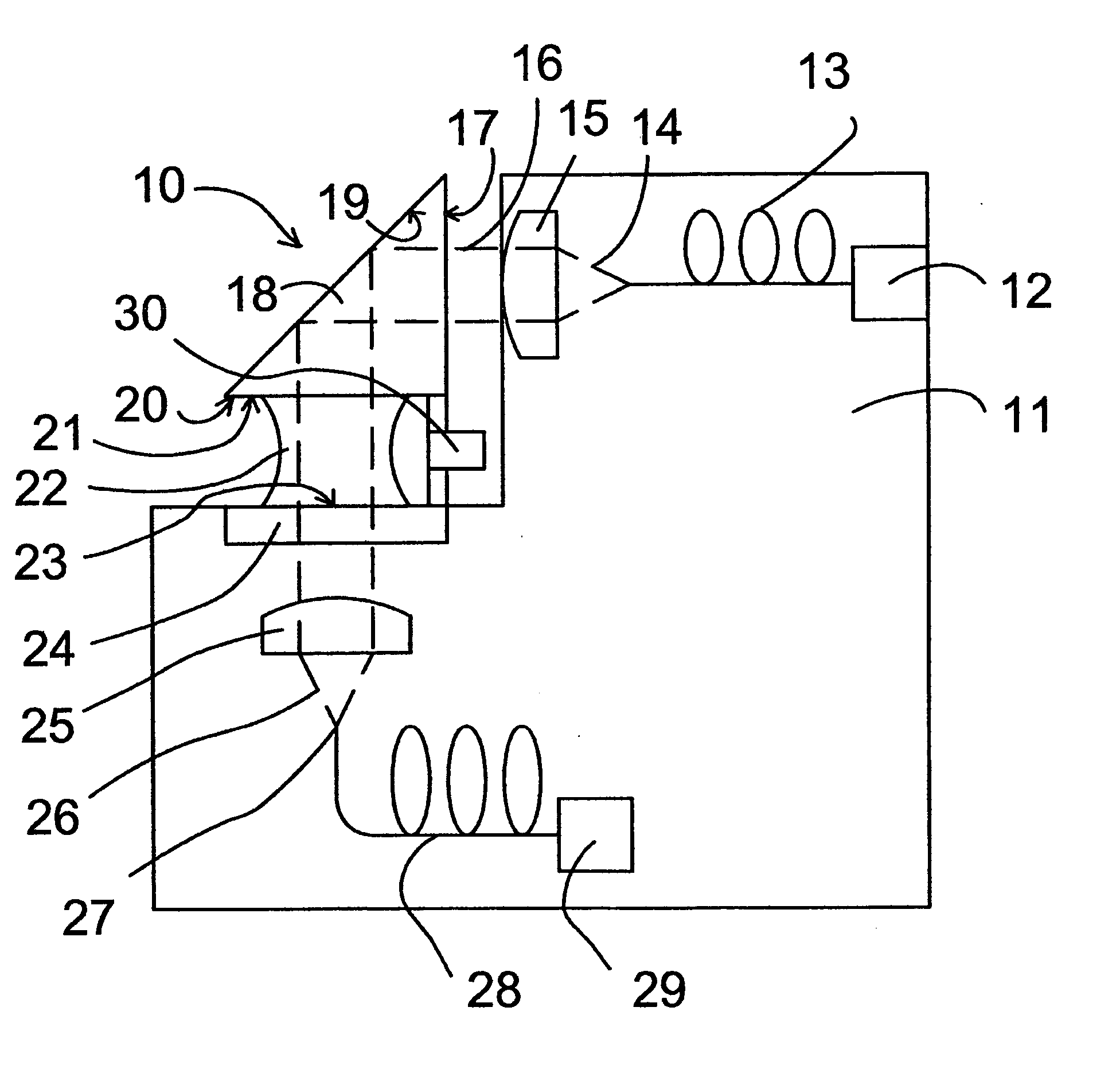 Optical devices, systems and method for producing a collimated light path