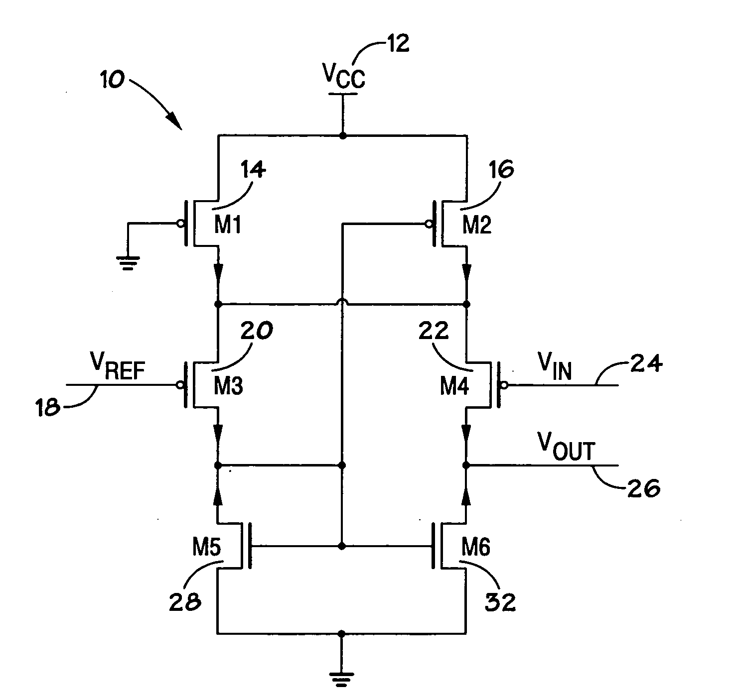 Low voltage CMOS differential amplifier