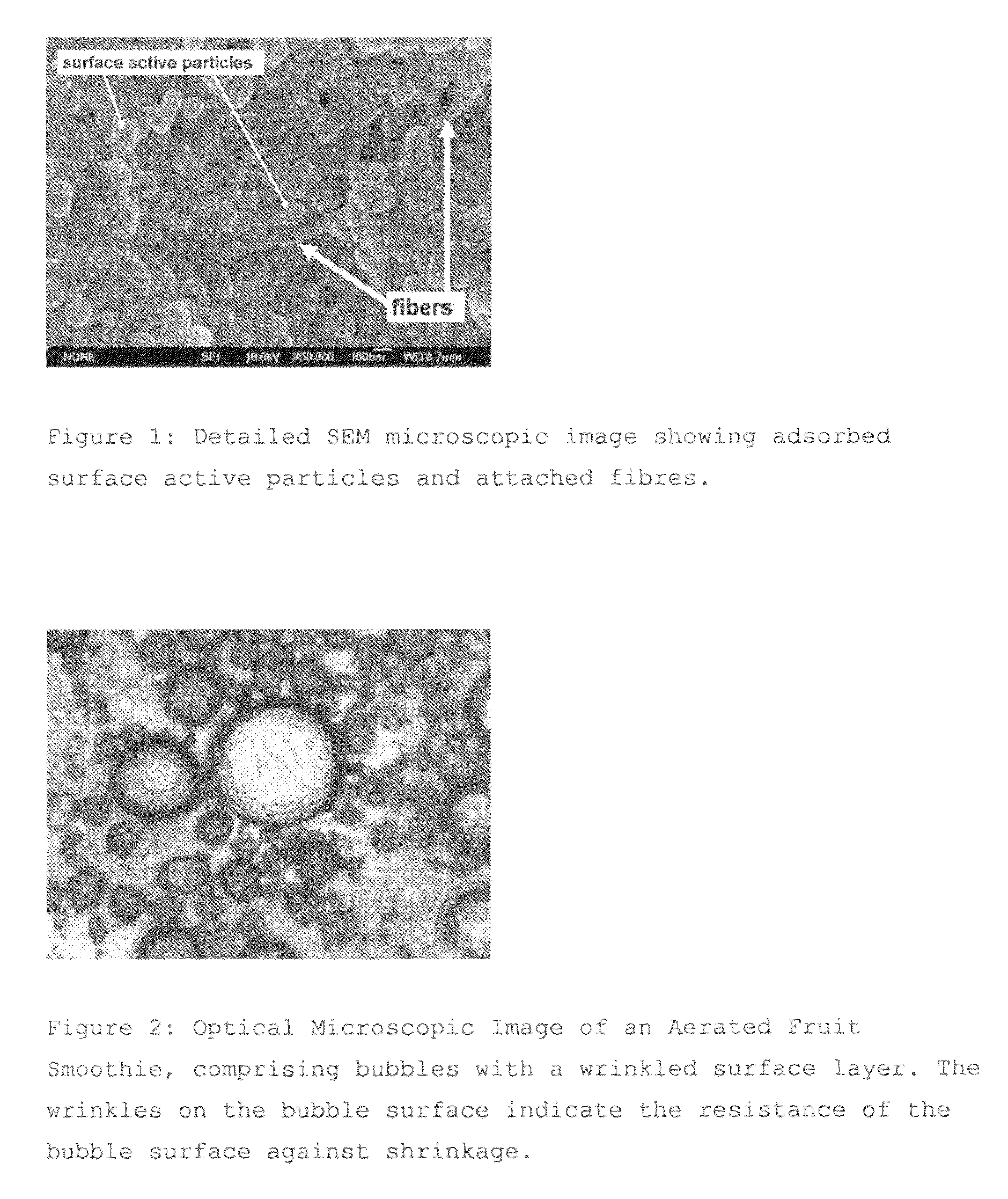 Food composition comprising gas bubbles and process for preparing it