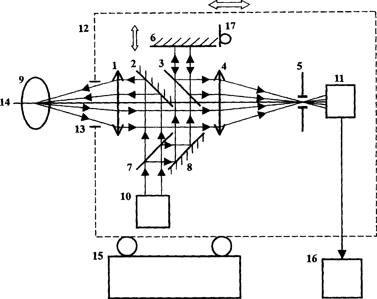 Side shaft matter light confocal filtering method for optical coherence tomography and detecting lens