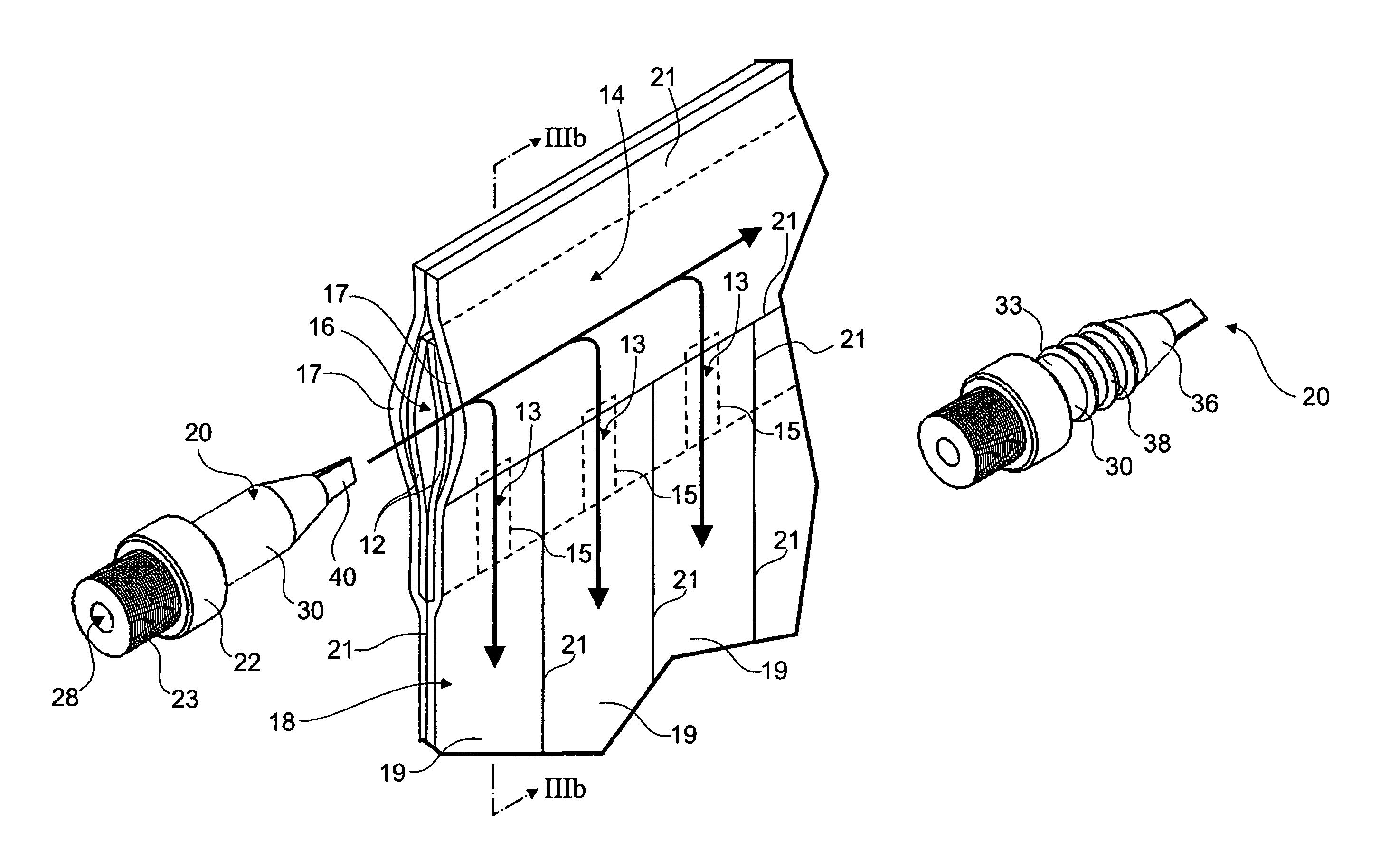 Inflation nozzle with valve-locating probe and pulsating air supply