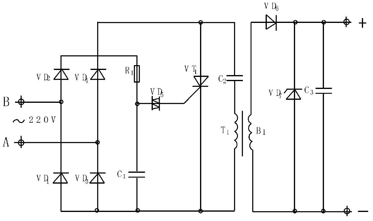 Capacitor energy-storage type silicon-controlled switch power supply