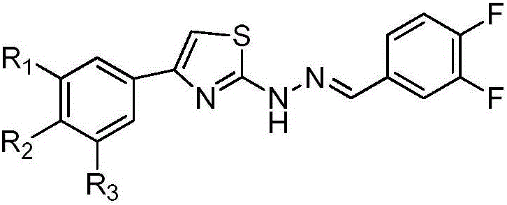 Preparation of novel fluoro thiazole hydrazone compounds and application thereof to anti-tumor medicine