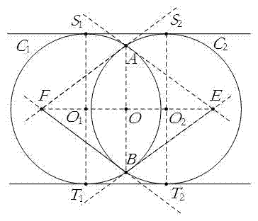 Linear solving of video camera internal parameters by utilizing two intersected same circles and common tangent