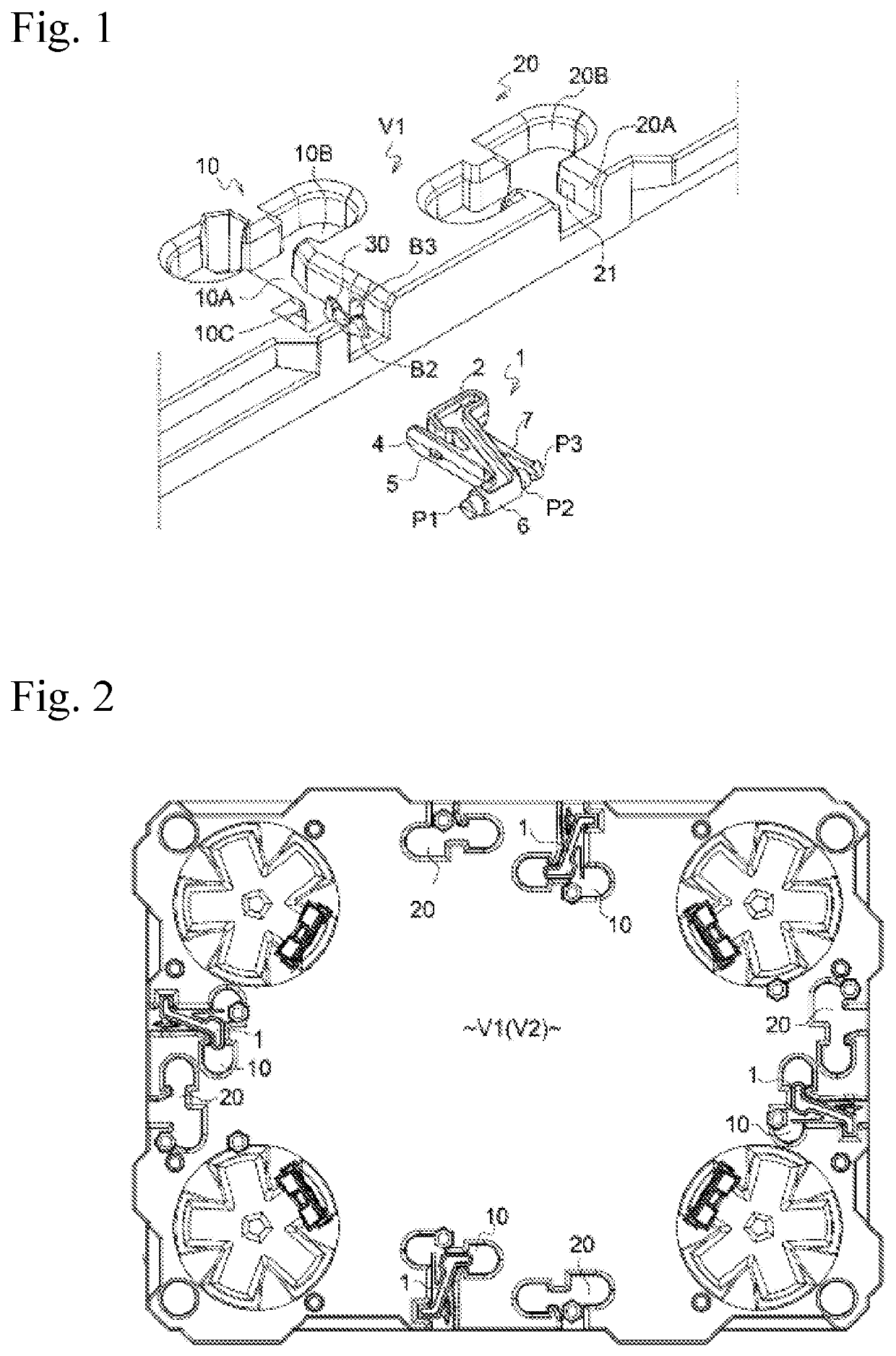 Trolley coupling structure