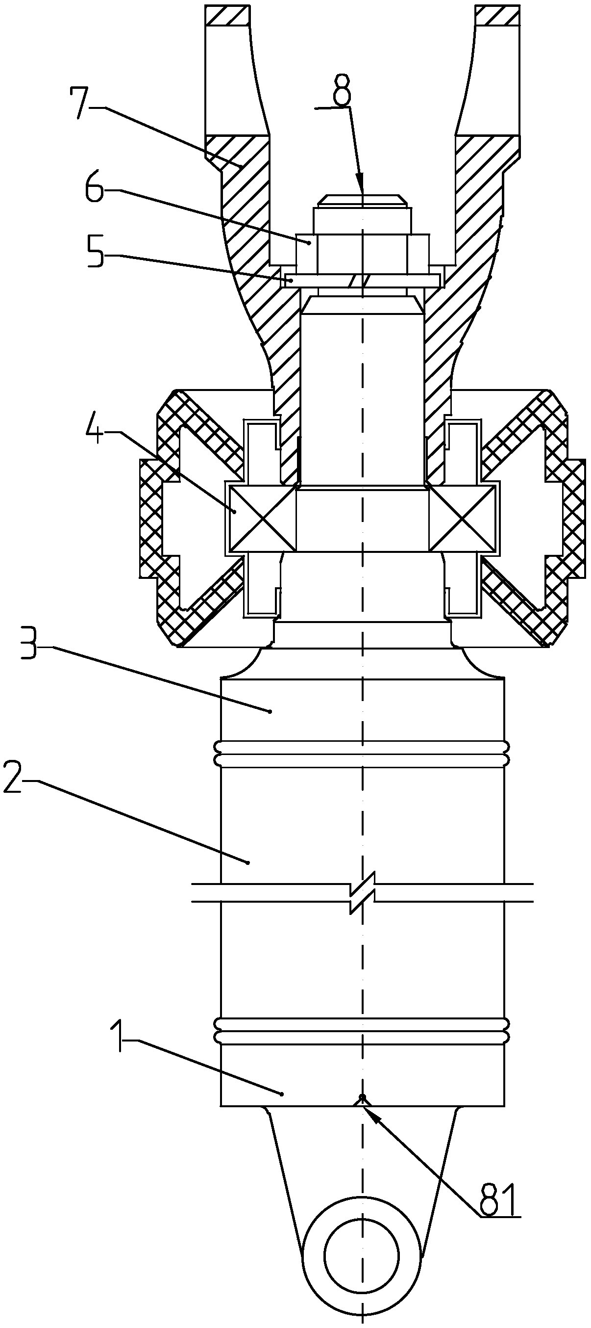 Transmission shaft front section straightening mechanism adopting circlip groove to position
