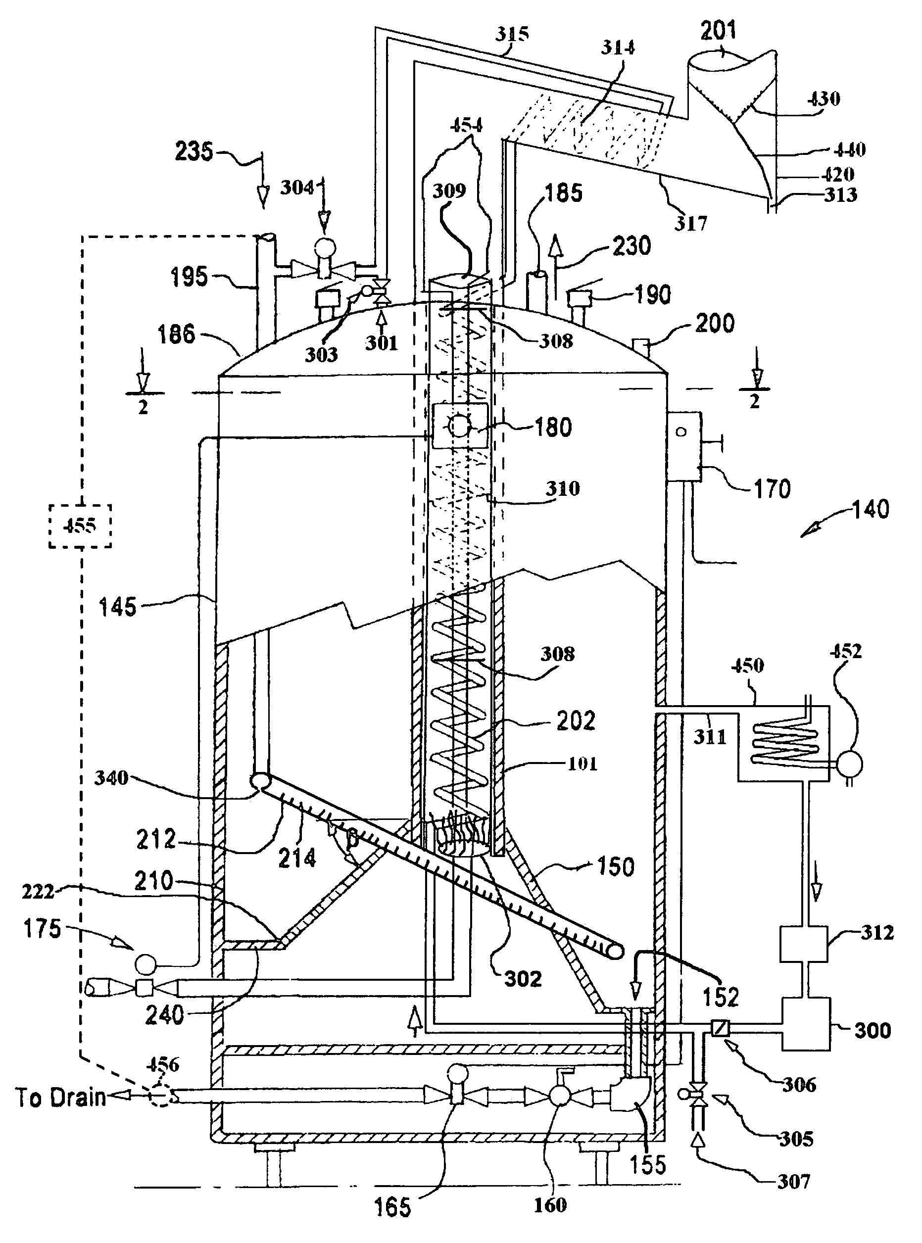 High efficiency tank type continuous flow and self cleaning water heater