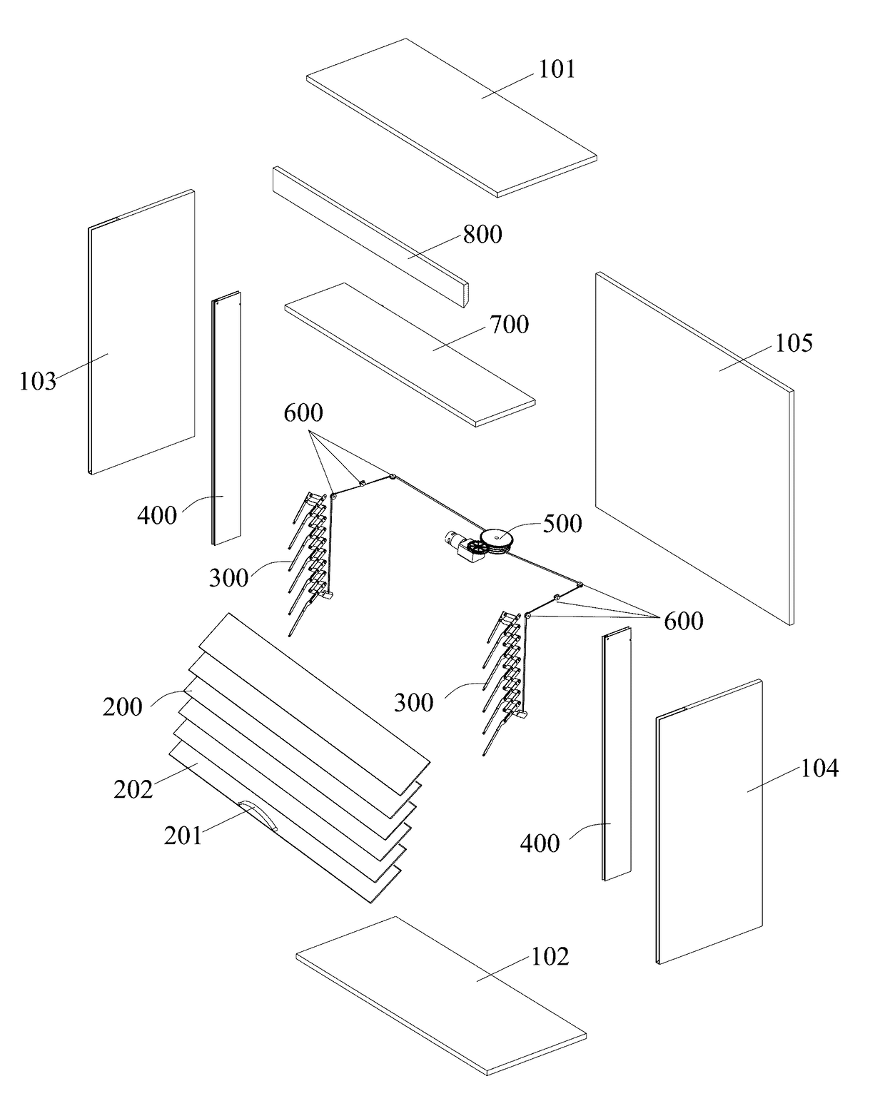 Cupboard with up-down louvered door