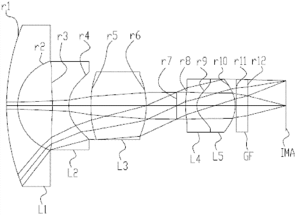 Wide-angle camera lens with aspherical cemented lens