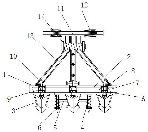 Ditching ridger with straight-going guide device