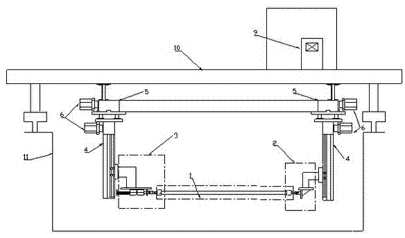 Vortex-induced vibration simulation test device for deep sea riser model with movable top end under uniform flow