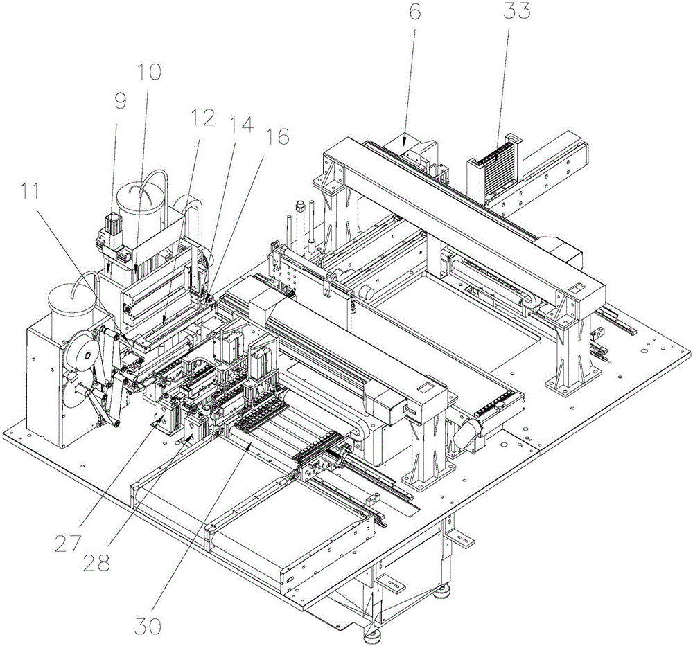 Full-automatic adhesive dispensing, frictioning and material discharging machine