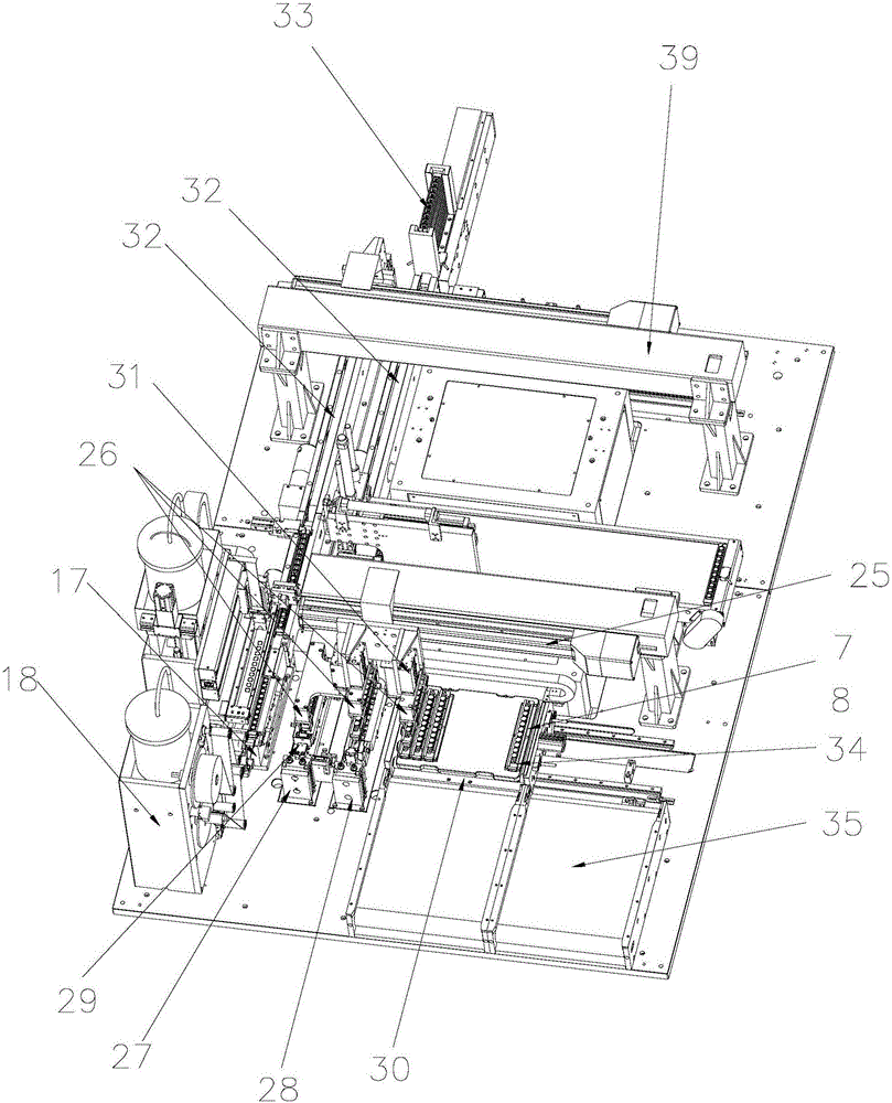 Full-automatic adhesive dispensing, frictioning and material discharging machine