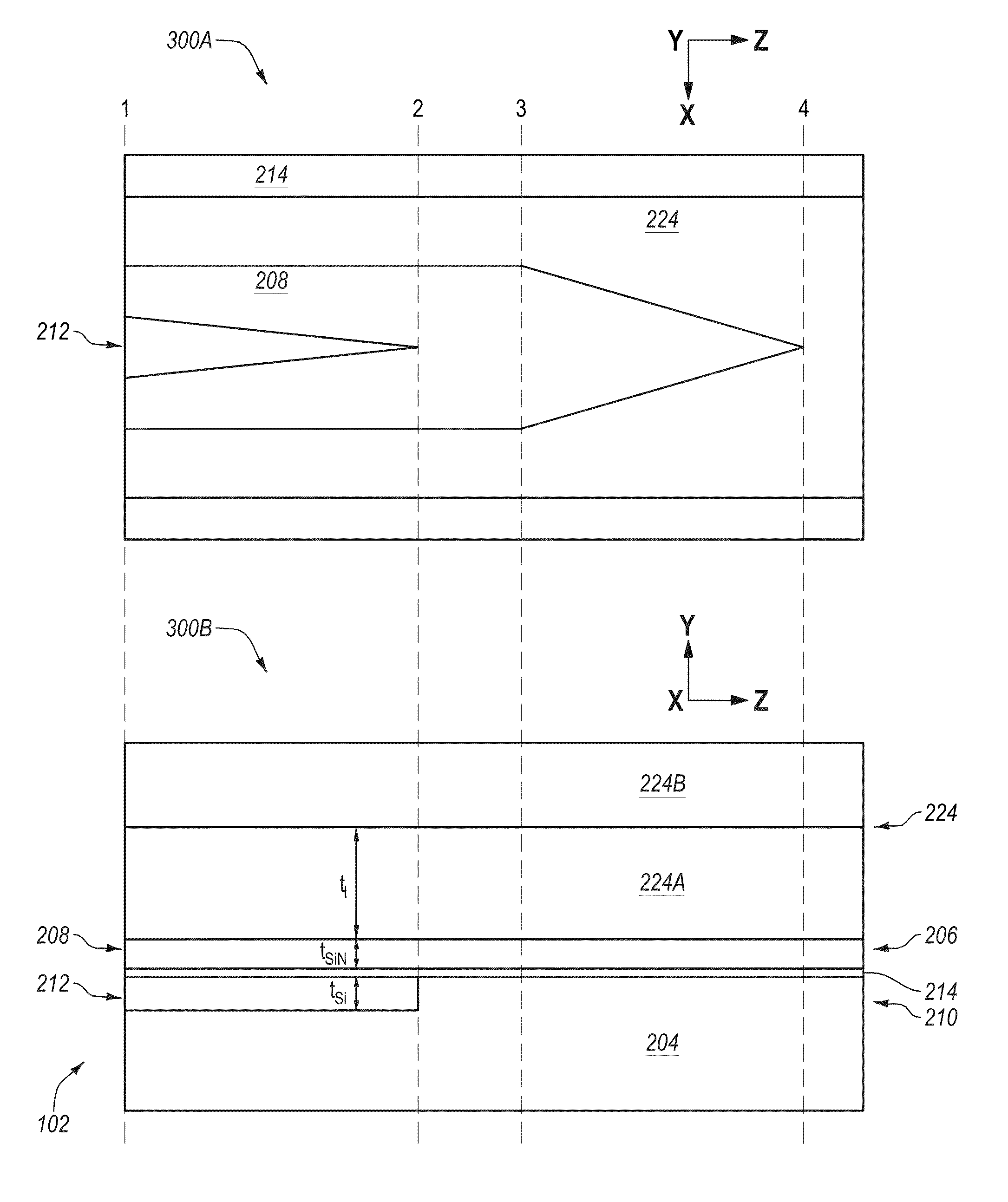 Two-stage adiabatically coupled photonic systems