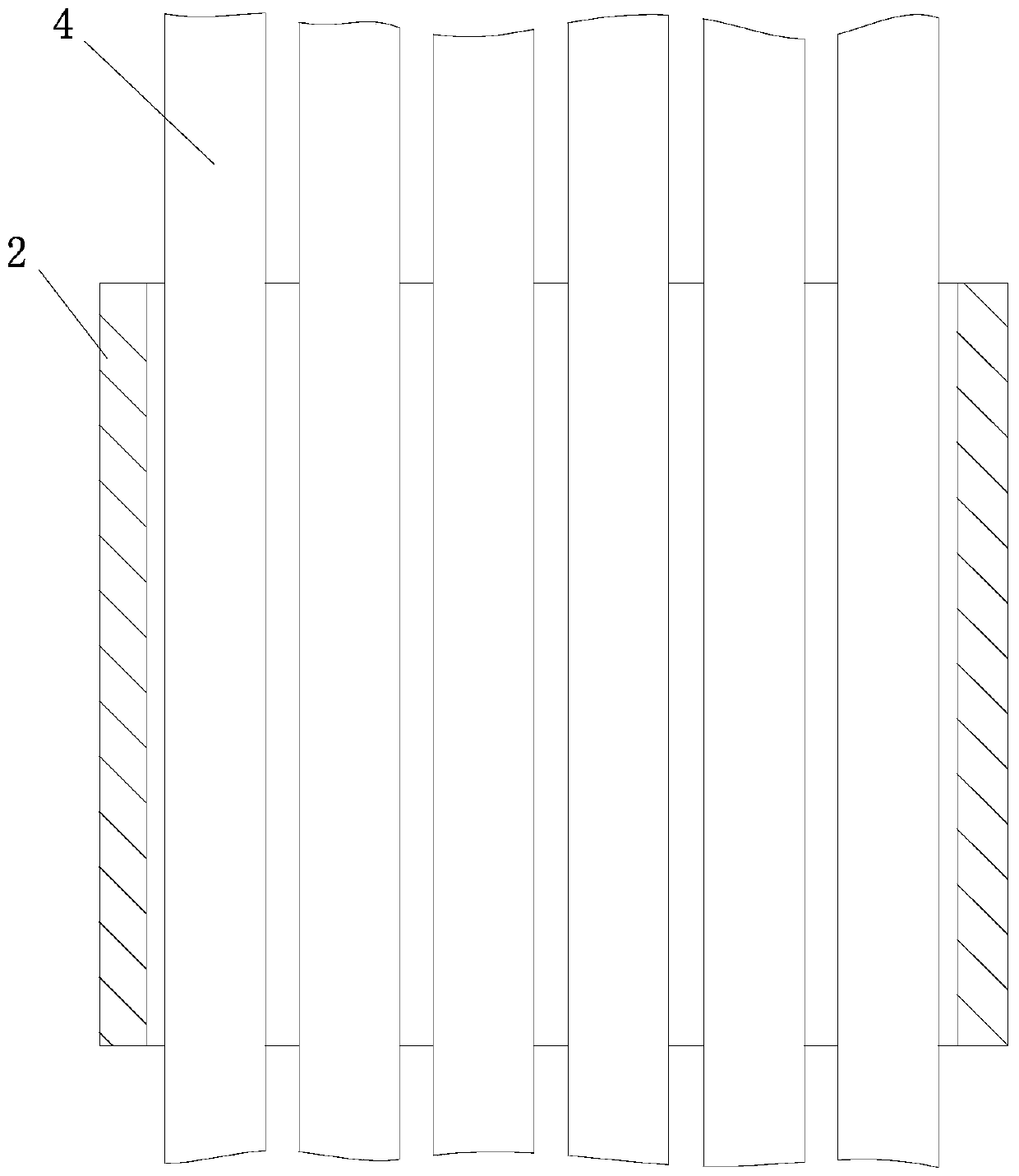 Wood-bamboo hollow forming wallboard reinforcing rib continuous built-in forming method and forming device