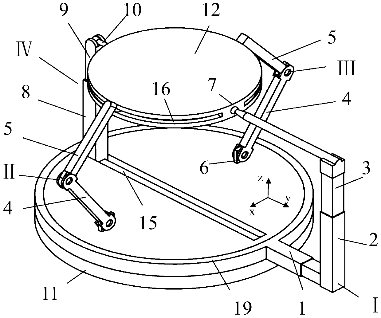 Six-freedom-degree parallel mechanism with reversible moving platform