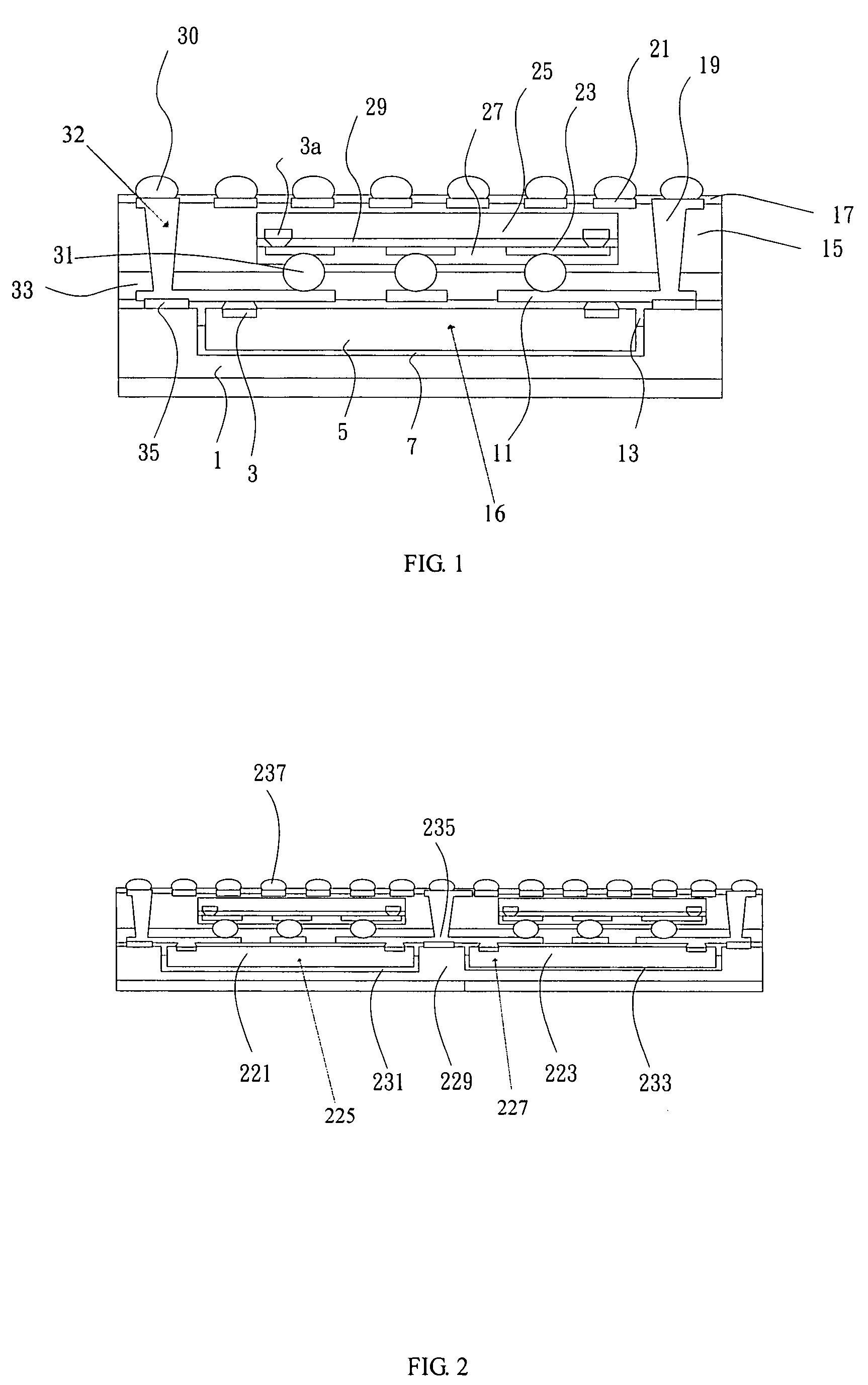 Multi-chips package with reduced structure and method for forming the same