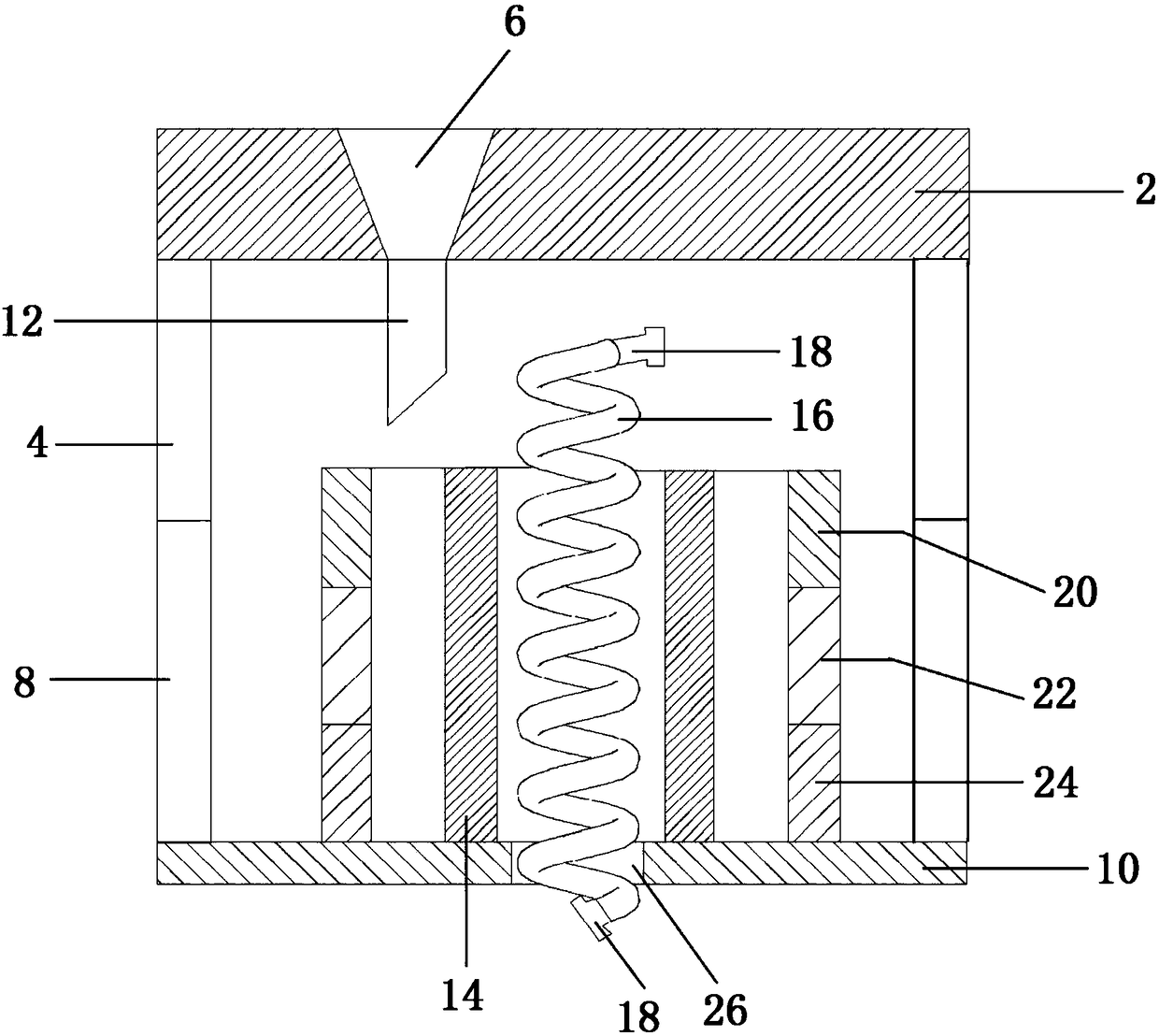 A rapid cooling casting mold