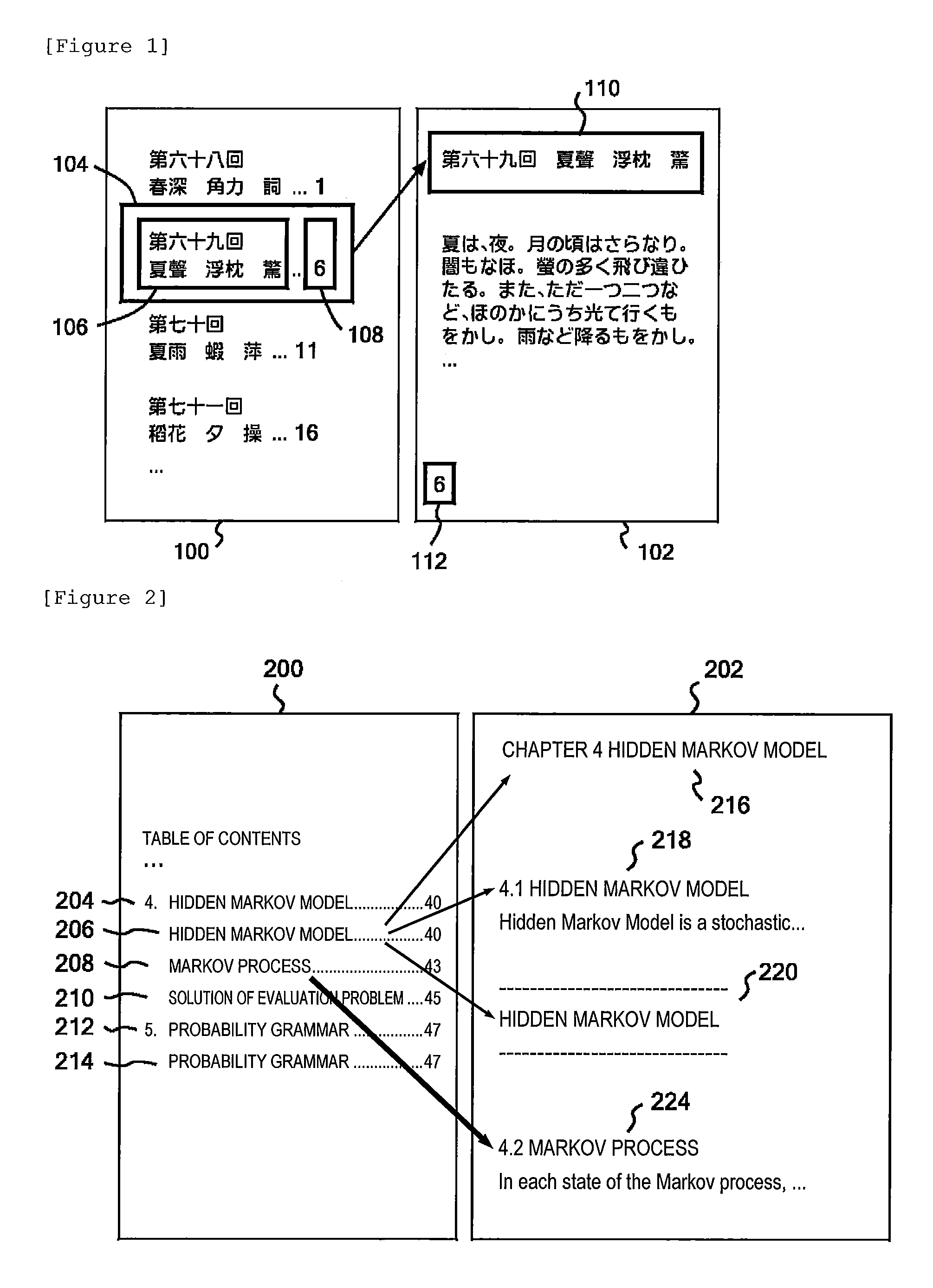 Method and apparatus for associating a table of contents and headings