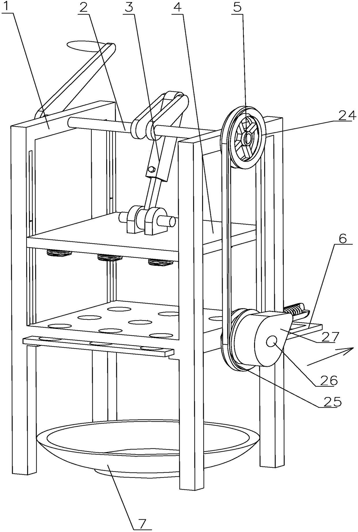 Manual rocker-type chestnut cross notching machine capable of automatically returning materials