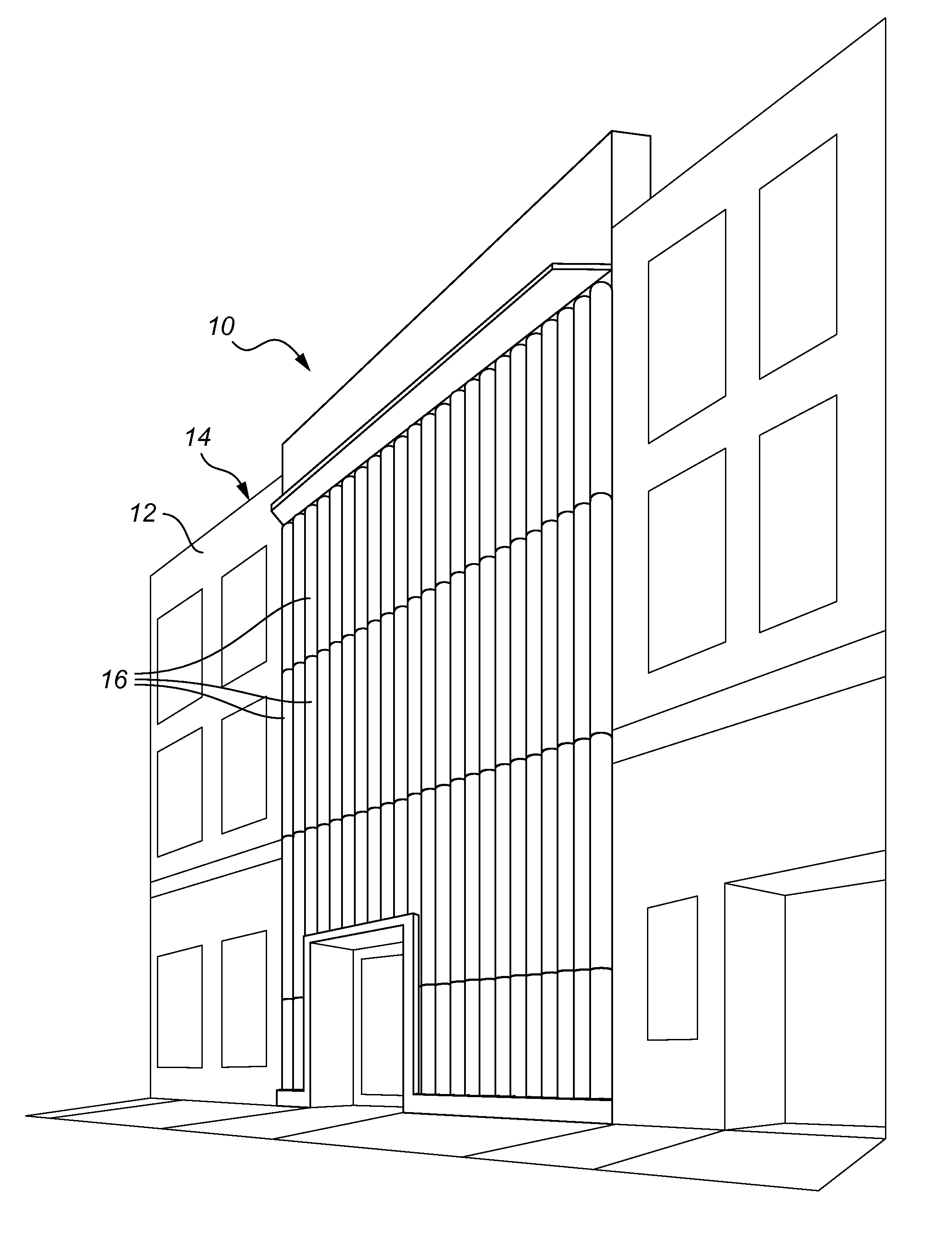 Modular, self supporting exterior enclosure system with insulating, evacuated tubes having solar collector rods