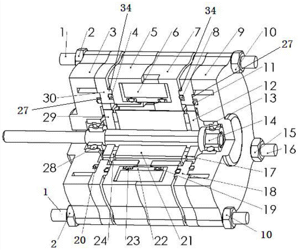 A wet type high voltage resistant rotating electromagnet with symmetrical magnetic circuit