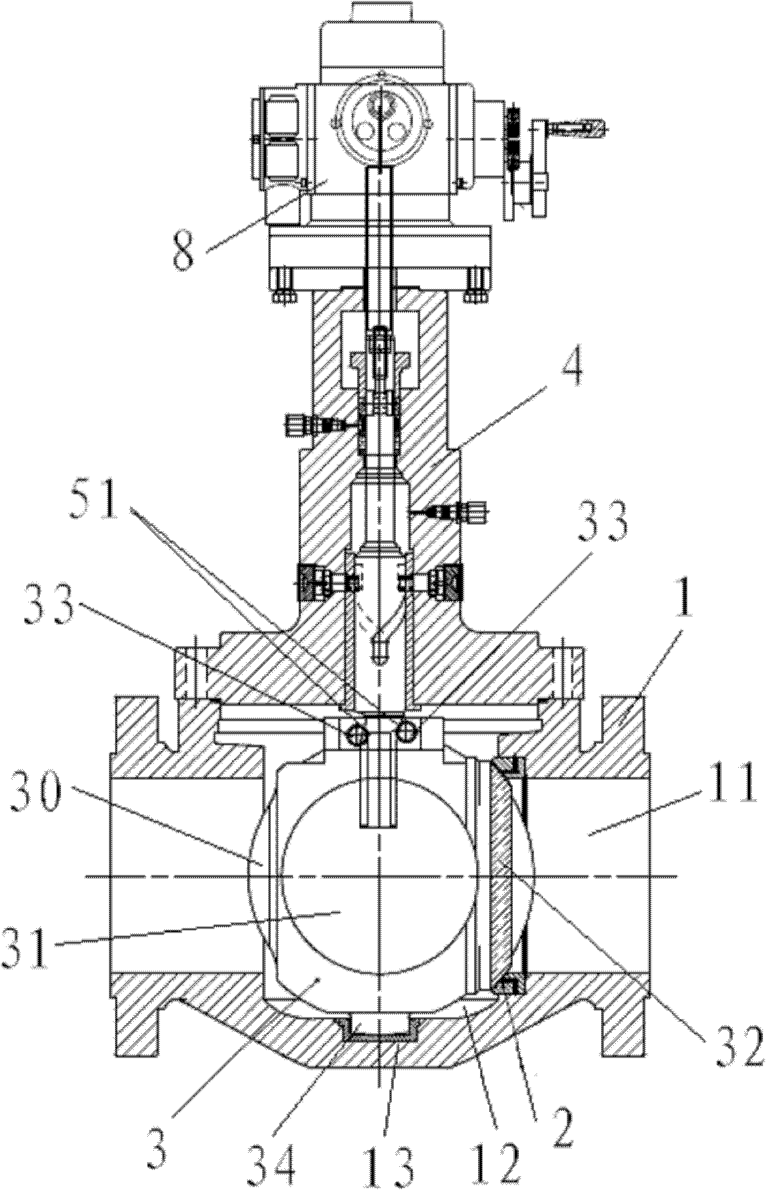 Lifting rod-type ball valve