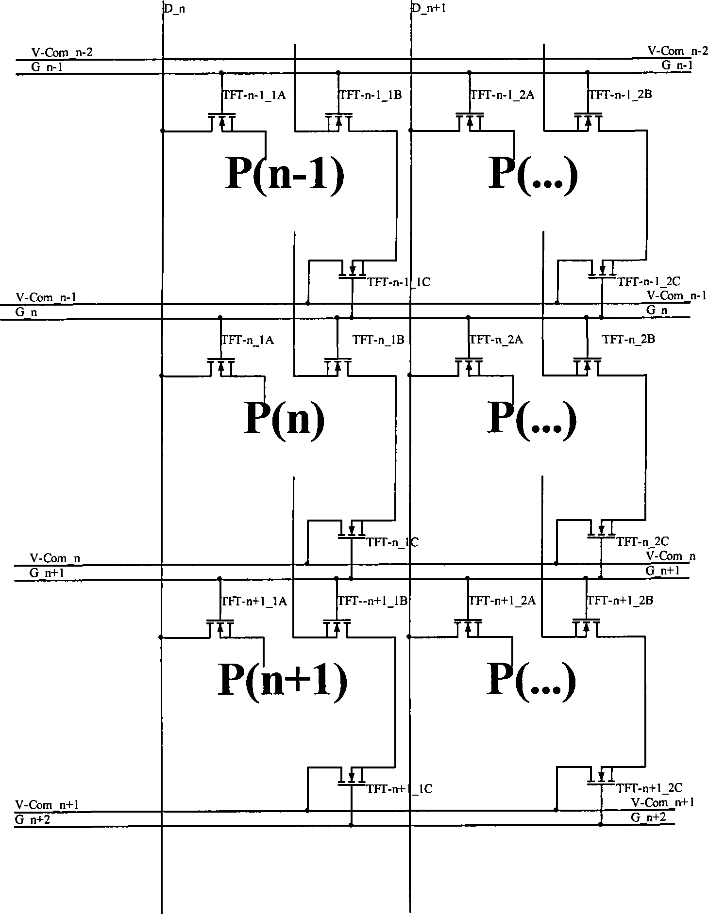 LCD unit matrix and LCD device embodying the matrix